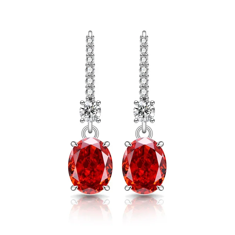 925 Reines Silber Bestseller Eisblumen-Schliff Taubenei-Form Dynamischer Ohrhänger mit schillernden High-Carbon-Diamant-Ohrringen für Damen. – Detail 10