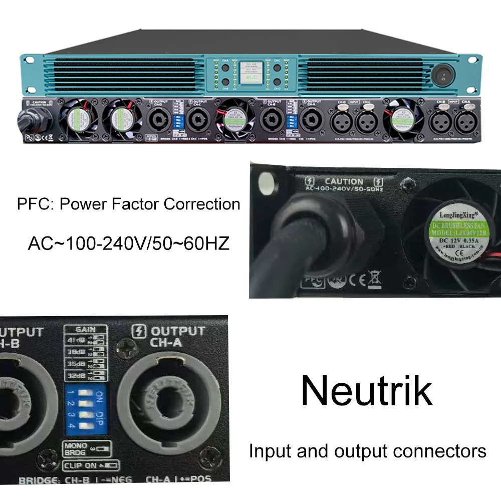 ShennDare K415 Professional Power Amplifier 4 Channels 4x3600W 2 Ohm Stable Pro Stage Audio Amp PFC 90V-270V for Subwoofer