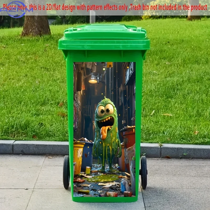 A Yellow Monster Trash Can Sticker, a Fun And Creative Decoration Suitable for Trash Cans, Walls, And Kitchen Decor view 4