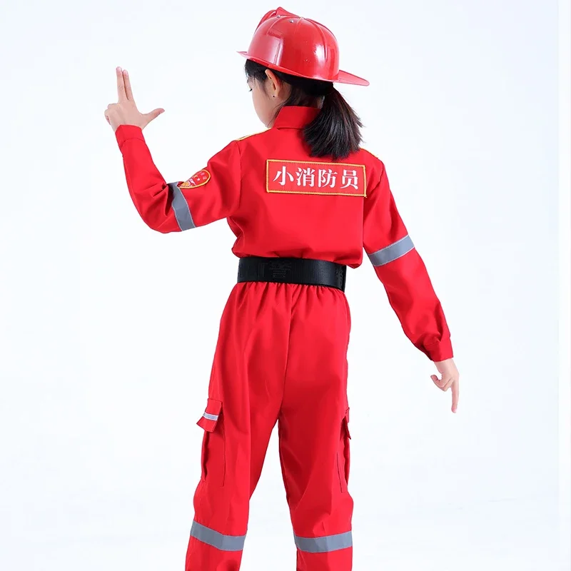 Halloween Costume Kids Cosplay Firefighter Costumes Kids Performance Costumes Kids Fire Sets Fancy Dress Party Outfits Boys