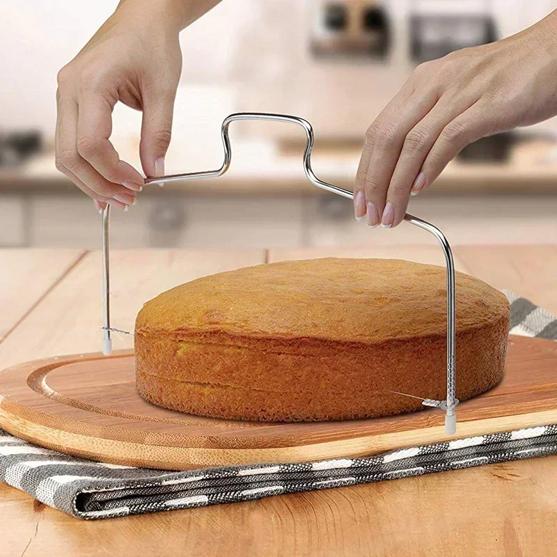 1PC Double Line Cake Cut Slicer Adjustable Stainless Steel Wire Cake Slicer Bread Divider Kitchen Accessories Cake Baking Tools