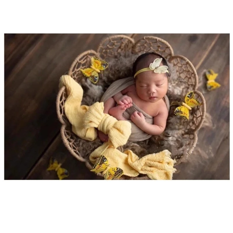 

N80C Lace Flower Headband & Pillow Decor Head Support Hairband for Baby Photoshoots