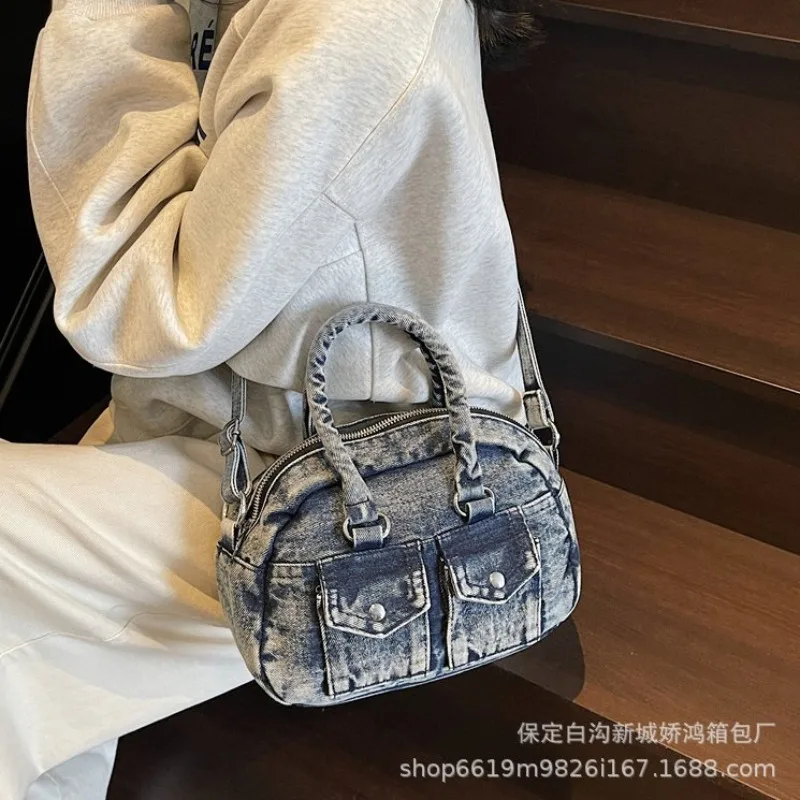 

2025 New Women's Fashion Shoulder Bag, Casual Denim Tote Crossbody Purse, Stylish Washed Cotton Handbag for Daily Use