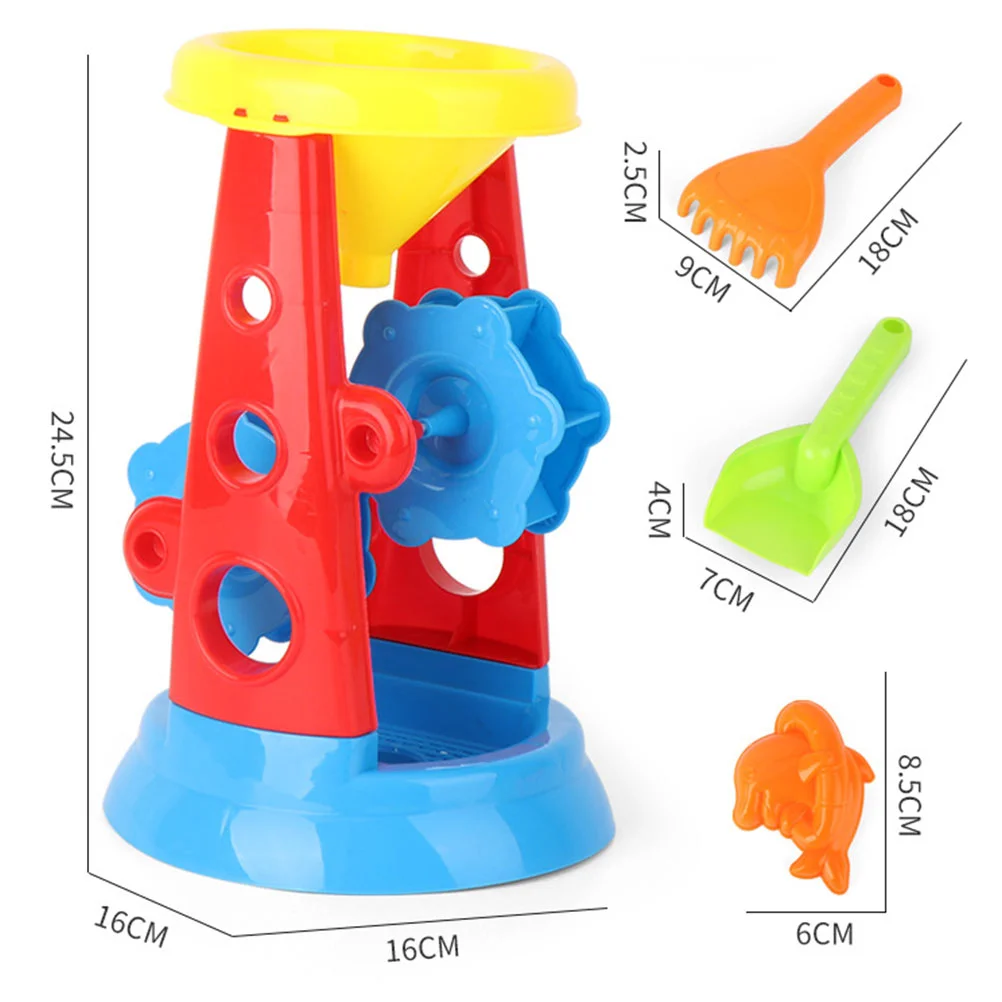 5PCS Plastic Beach Toys Set Sand Bucket Toy Sand Clock for Beach Kids Playing Outdoor Plastic Toy