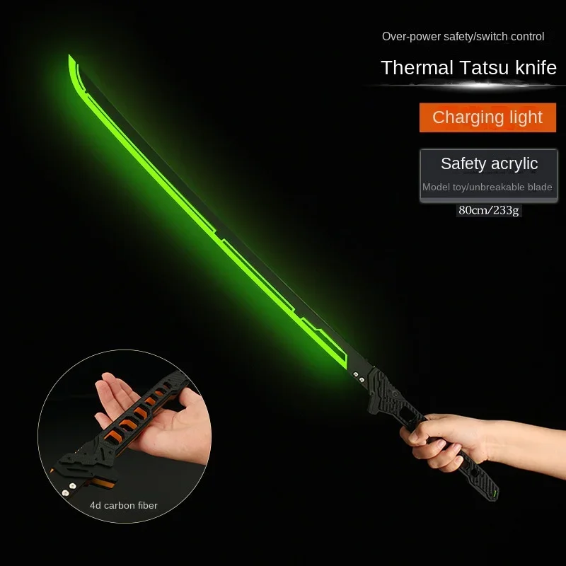 Cyberpunk 80cm Lightsaber Thermal Energy Toy Katana Cosplay Decoration Acrylic Luminous Toys Swords Weapon Model Kids Toy Gifts