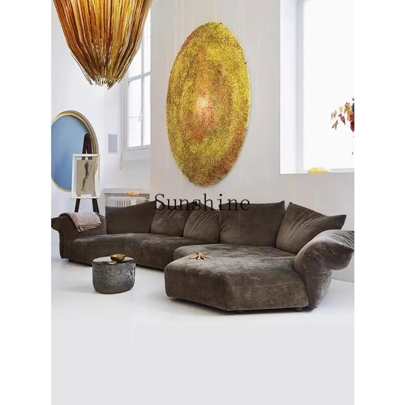 Minimalist modern large flat-layer combination corner fabric chenille petal sofa