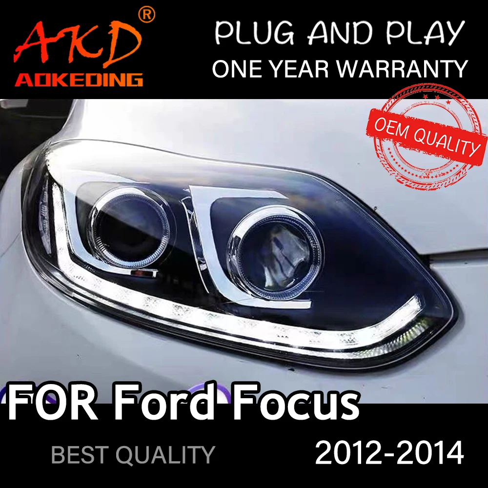 Headlight For Ford Focus 2012-2014 Car автомобильные товары LED DRL Hella 5 Xenon Lens Hid H7 Focus 3 Car Accessories