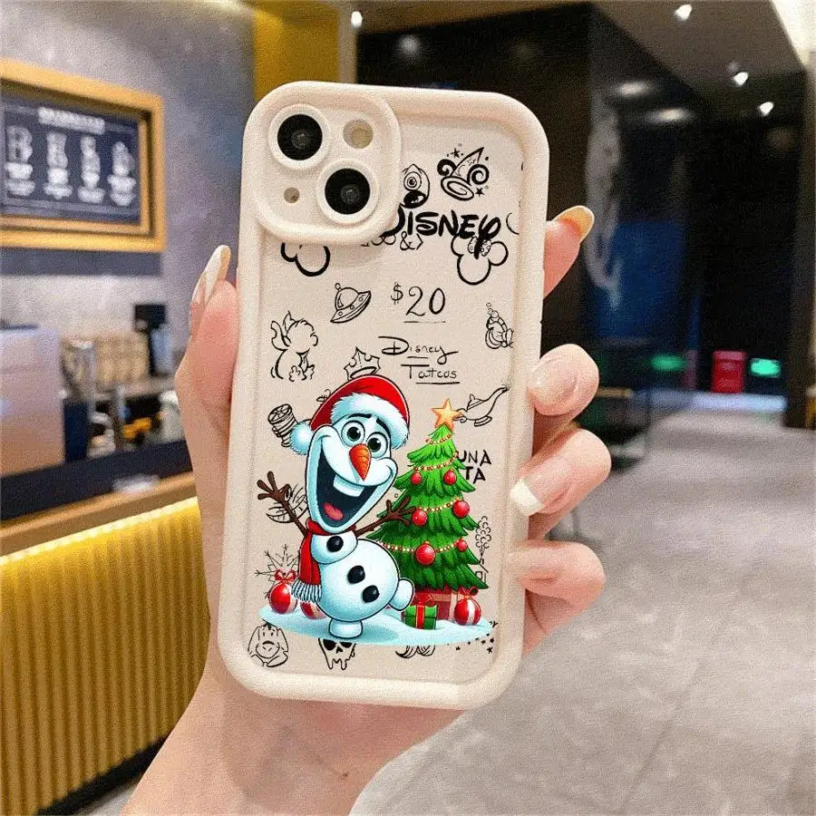 

Shockproof Case for Apple iPhone 11 15 Pro Max 14 Plus 13 12 16 Protective Shell Silicone Funda Phone Cover Frozen Olaf Elk Elsa