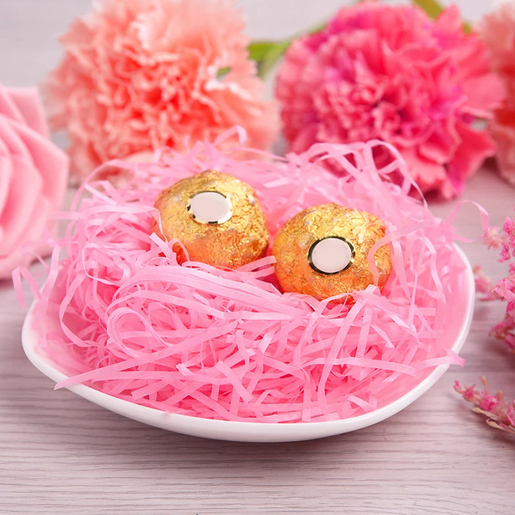 

1Pack Pink Raffia Shredding Silks Eco-Friendly Wedding Favor Box Filler Gift Wrapping Basket Fillings Packaging Decoration