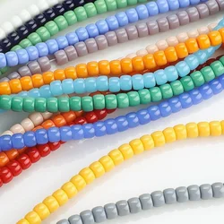 Glass  Barrel Beads 6*8MMDIY Jewelry Accessories Porcelain Color Imitation Jade Glass Cylindrical Beads Frosted Beads Scattered