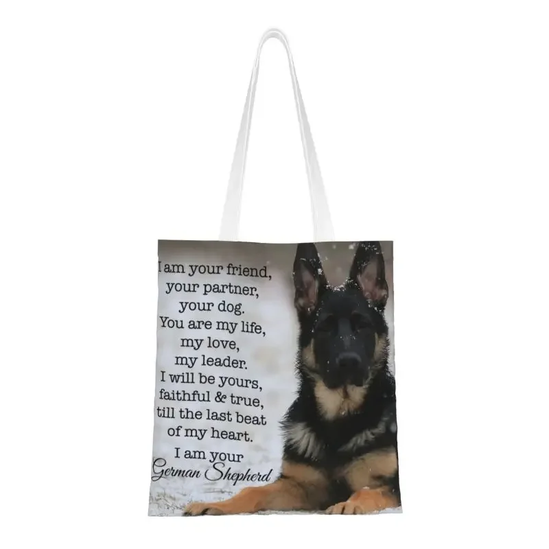 Cute I Am Your German Shepherd Shopping Tote Bag Recycling Dog Lover Canvas Groceries Shopper Shoulder Bag