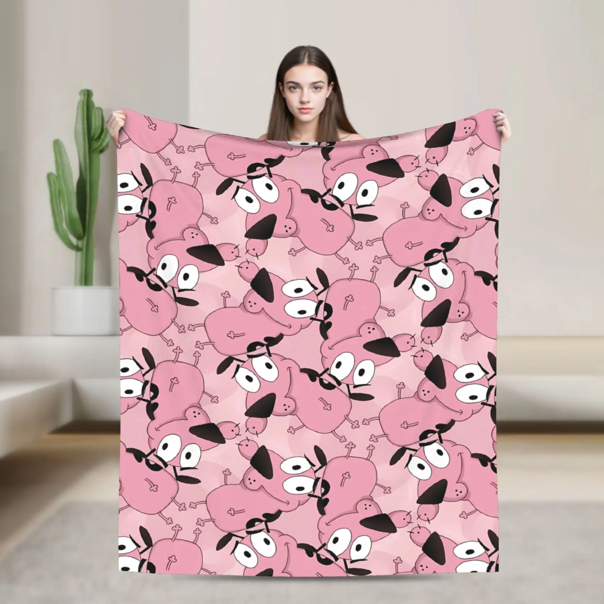 Warm Soft Blanket Girls Boys Camping Cartoon Courage Cowardly Dog Throw Blanket  Flannel Bedspread For Bedroom Sofa Bed Cover