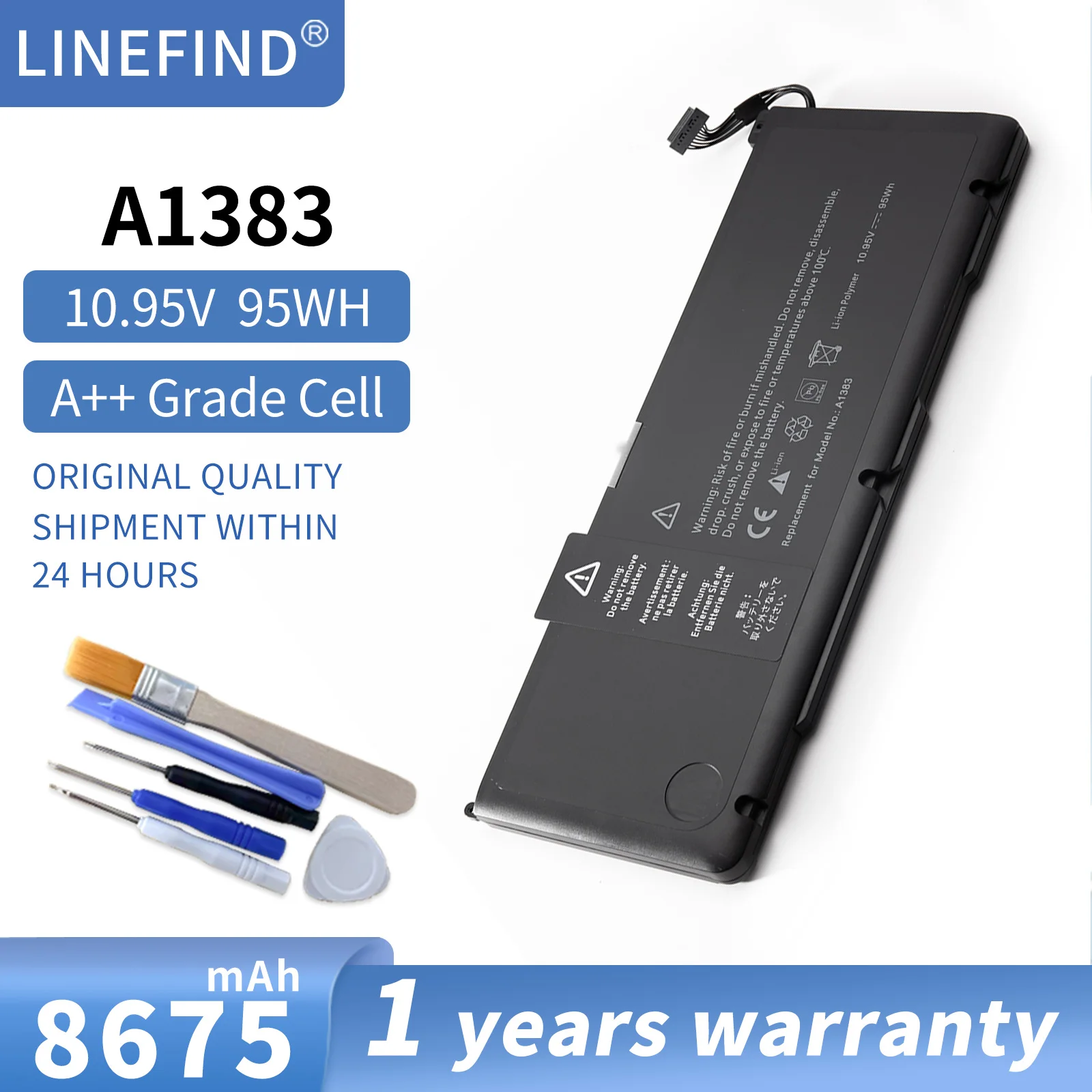 

battery model A1383 has a capacity of 8800mah for the 2011 17-inch MacBook laptop A1297