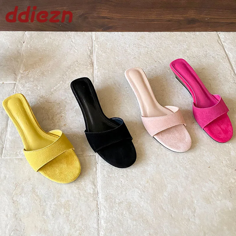 

Fashion Round Toe Ladies Wedges Slippers Shoes New In Spring Summer Slides Women Wedges Slippers Shoes Female Sandals