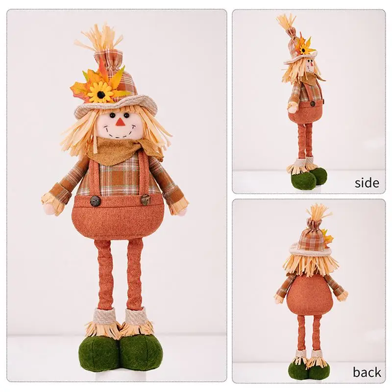 Thanksgiving Scarecrow Doll Series Decorations Harvest Season Maple Leaf Straw Hat Gnome Doll Ornaments for Thanksgiving