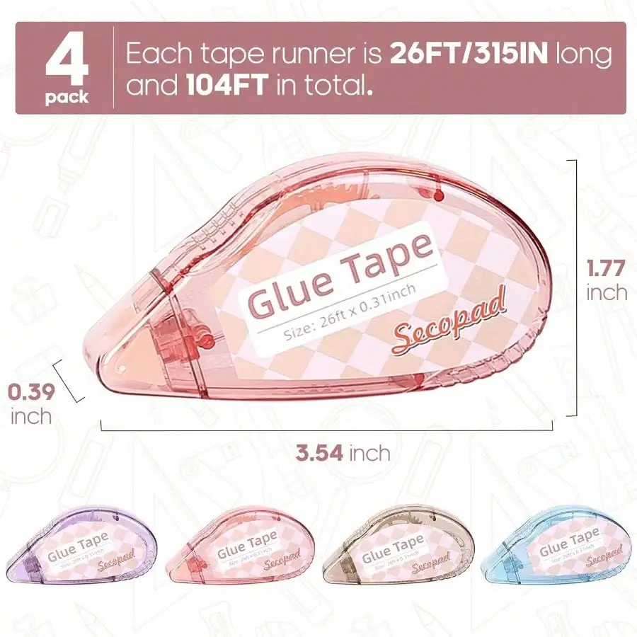 4/8pcs Double Sided Adhesive Tape 0.3 Inch x 26ft Roll for Scrapbooking, Diary Decoration, Office, School, Craft Supplies - view 4