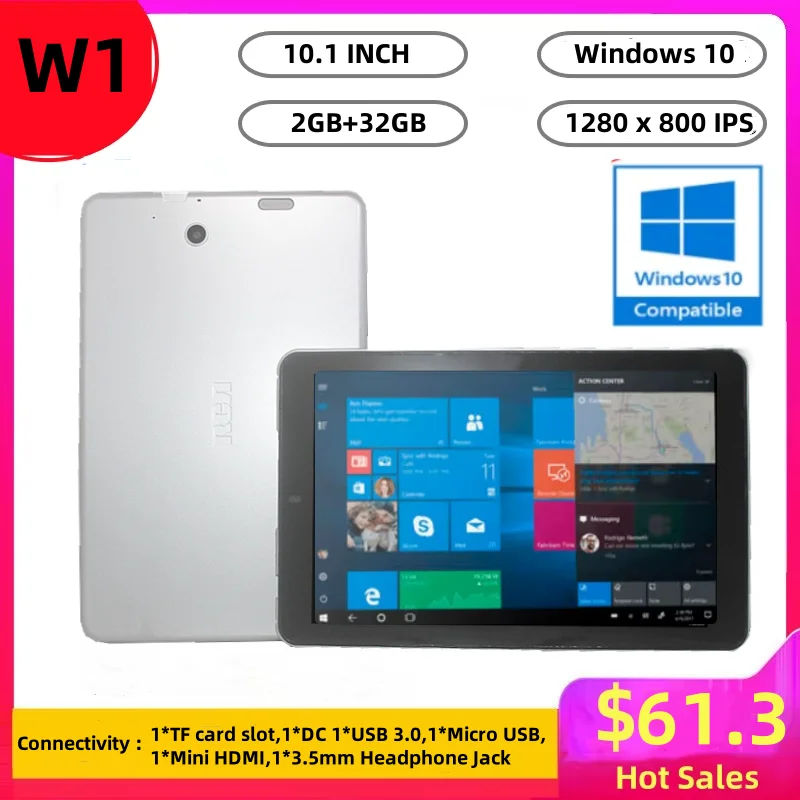 

10,1-дюймовые планшеты с Windows 10 32 бит X5-Z8350 Четырехъядерный процессор с двумя камеями 2 ГБ ОЗУ 32 ГБ ПЗУ 1280 x 800 IPS 1 * USB 3.0 Порт HDMI 6000 мАч