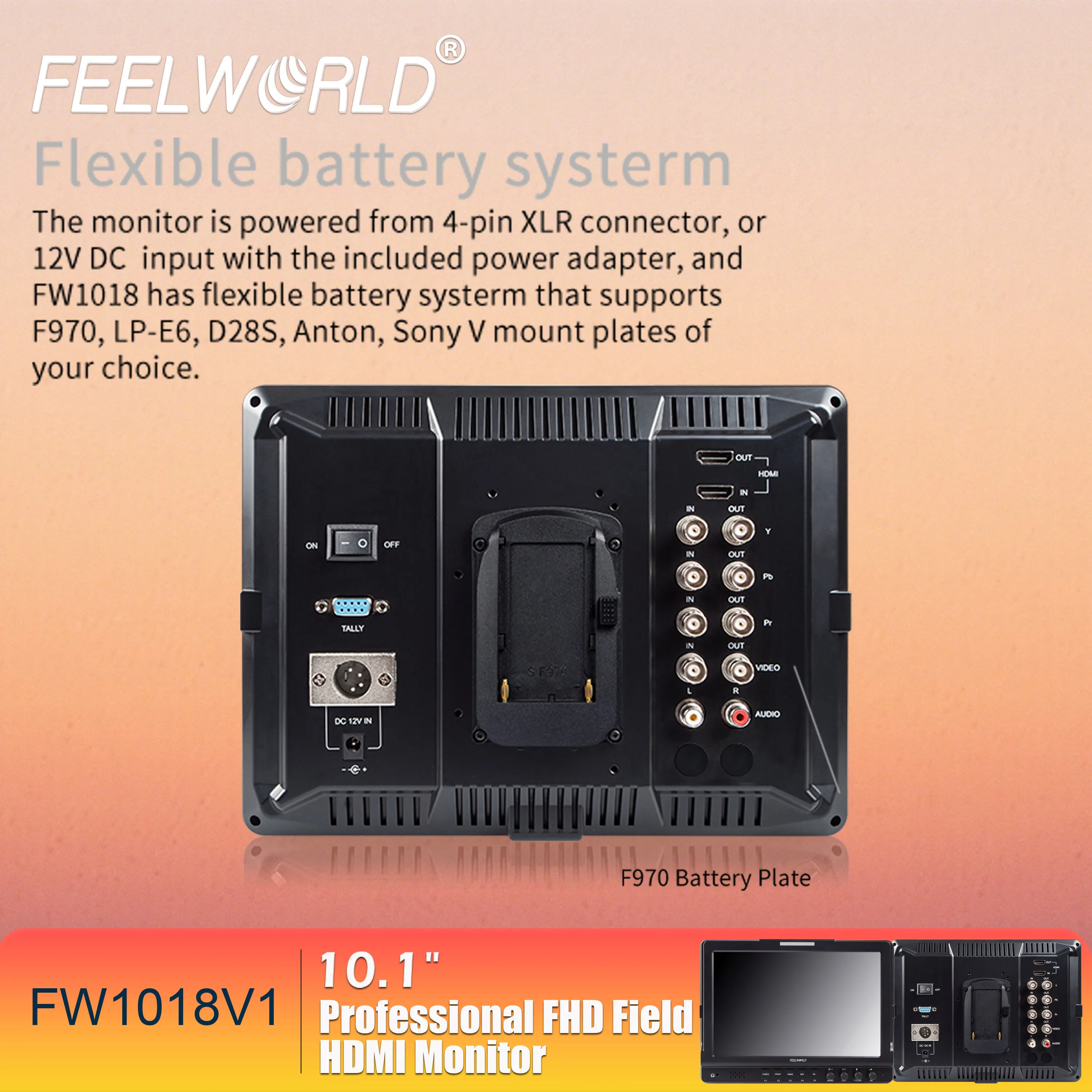 FEELWORLD FW1018V1 شاشة لمس IPS مقاس 10.1 بوصة على الكاميرا، معايرة HDMI، برامج ثابتة مخصصة وخدمة OEM للشعار #5