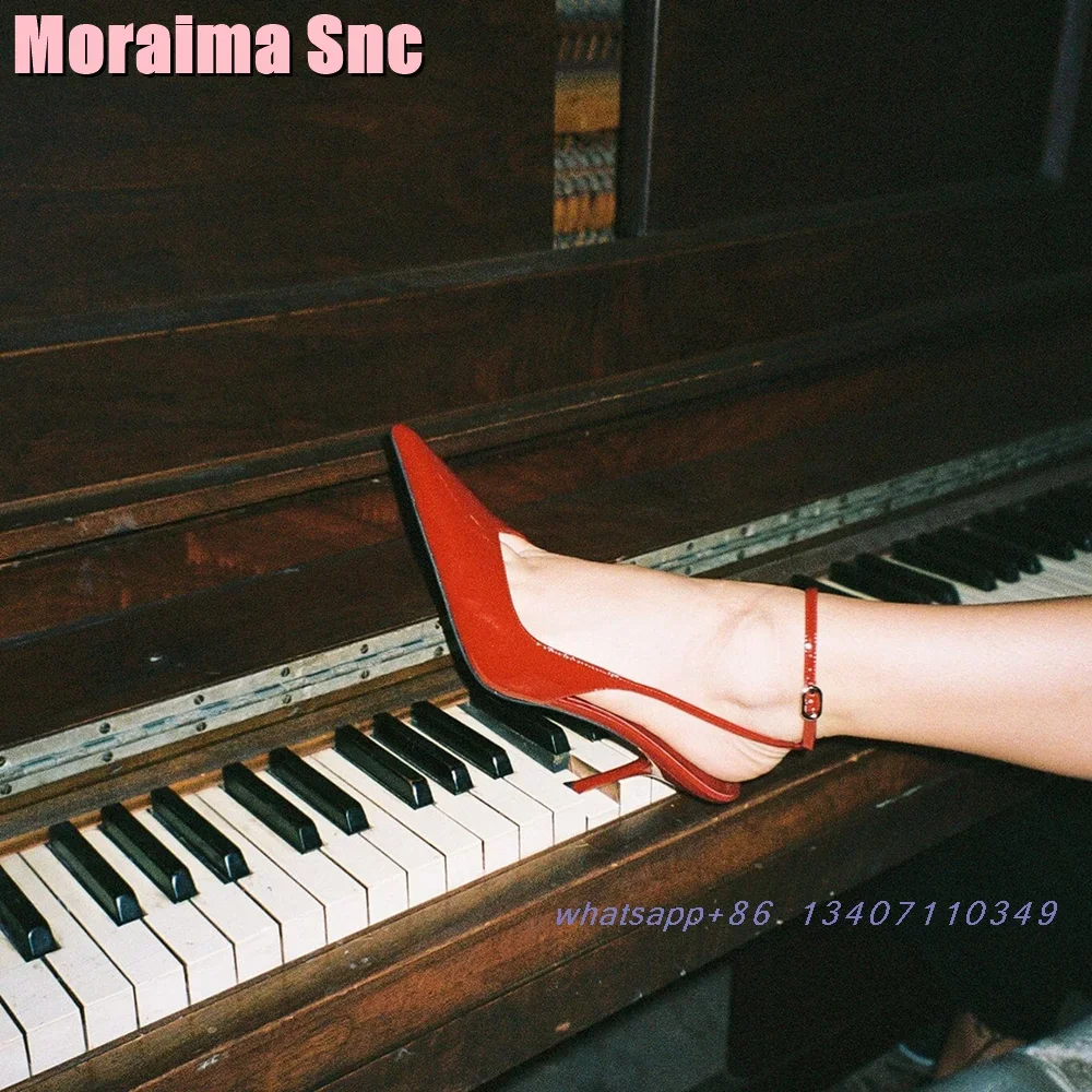 

Pointed Toe Patent Leather Stiletto Sandals Ankle Buckle Strap Sexy Elegant Solid Women's Dress Shoes Summer Sandals 2024 New