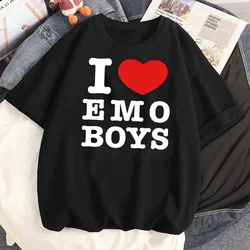 i love emo boys t shirt women streetwear Y2K funny top girl designer clothing
