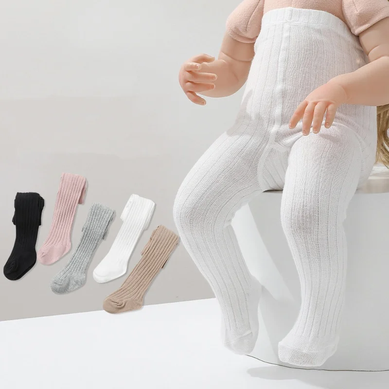 

Spring Autumn New Kids Girls Tights Solid Color Stretch Knitted Baby Pantyhose Simple Basic Cotton Leggings For Girls 0-6Years