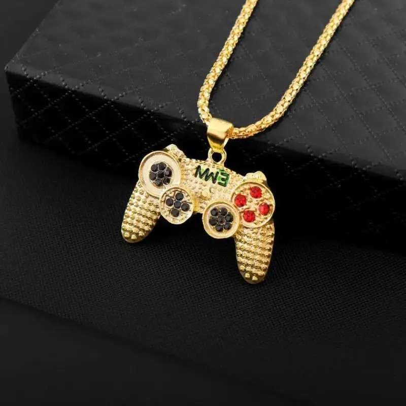 RAKOL Trendy Gamepad Lightning Stainless Steel Necklaces For Women Men Gold Color Metal Necklace Party Everyday Jewelry