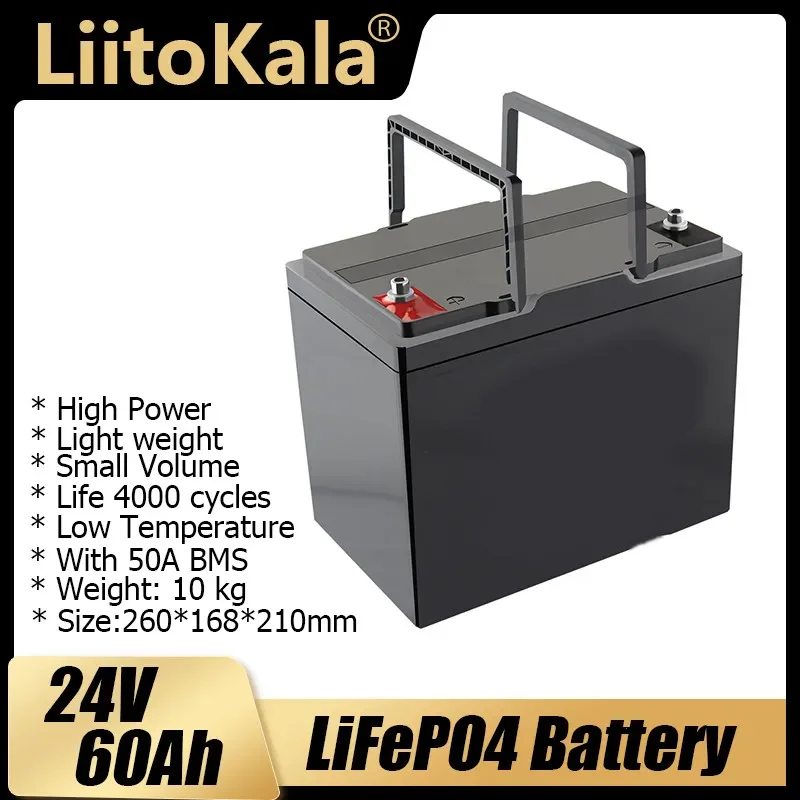 LiitoKala 24V 60Ah 50Ah lifepo4 battery Power Batteries For 8S 29.2V RV Campers Golf Cart Off-Road Off-grid Solar Wind