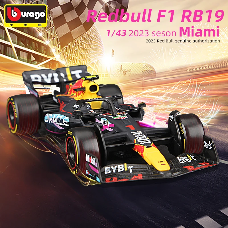 Bburago F1 RedBull Miami RB19 2023 Racing Alloy Car Model  #1 Max Verstappen Formula one Die Cast Vehicles Toys