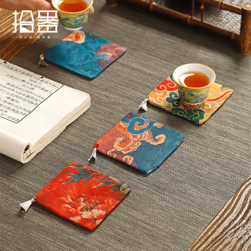 

Держатель для чашки, подставка, китайская ткань, искусство, изолированный чайный коврик, подшипник, аксессуары для чайной церемонии
