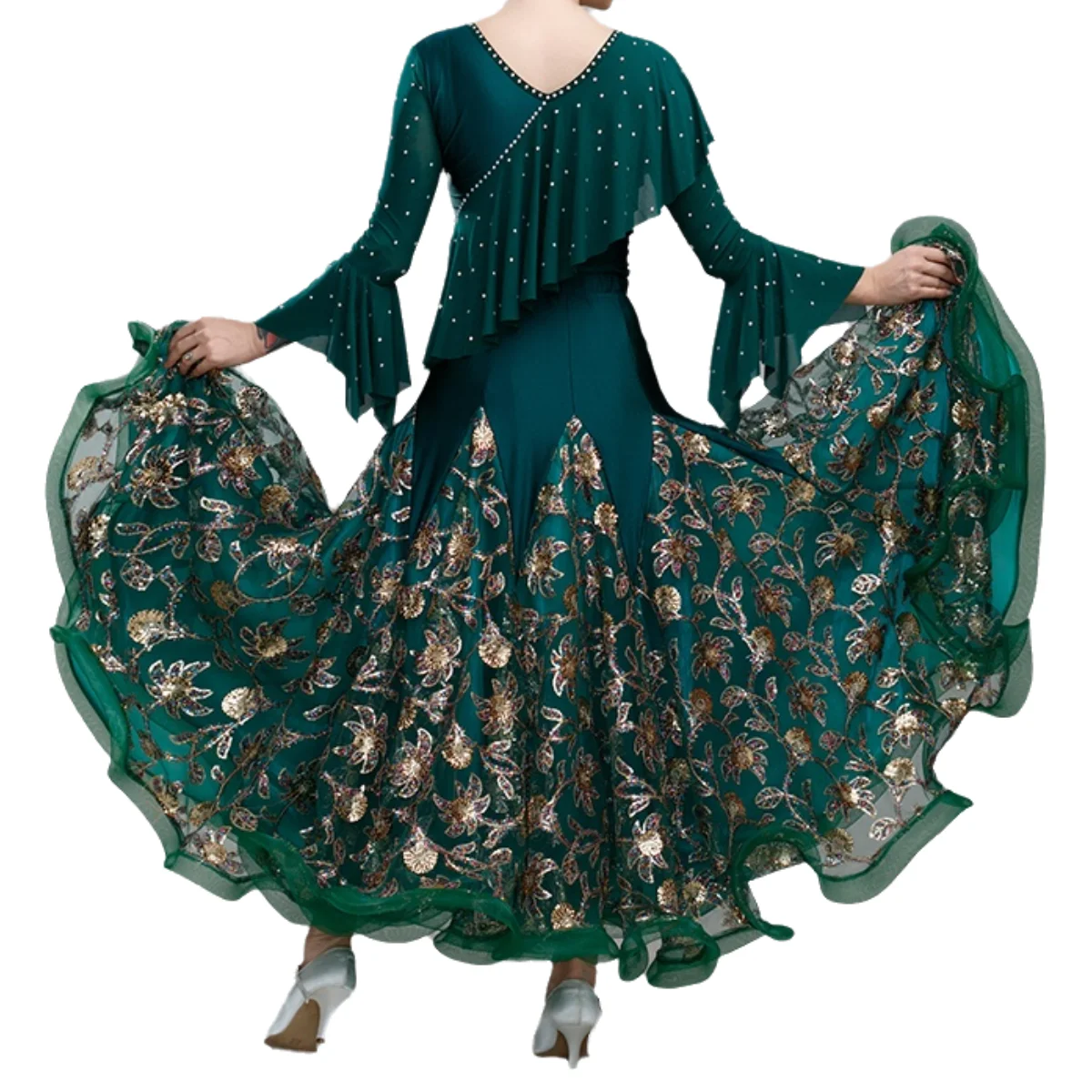 Floral Ballroom Skirt for Women Waltz Skirt Dance Clothes Spanish Flamenco Dance Skirt Party Club Skirt