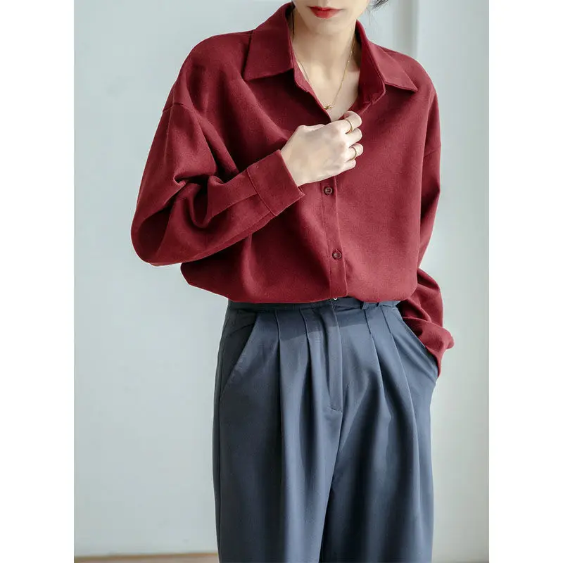 Herbst Winter Thiened Cord Long Sve Damen irt Vintage Brued Loose Base Layer irt Jaet Collar Button C...