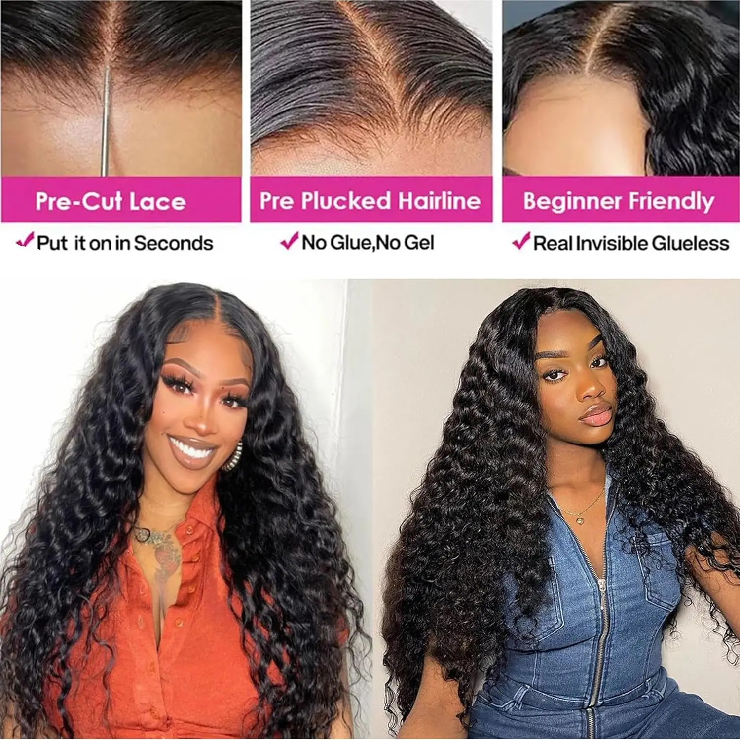 HAIRTIME 5x5 Glueless Deep Wave Lace Front 5x5 parrucche capelli umani HD pizzo trasparente parrucche con chiusura Glueless ricci profondi capelli umani