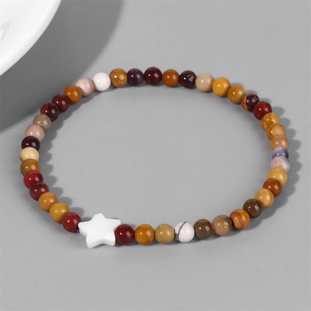 Trendy 4mm Stone Beaded Handmade Bracelet Friendship Lover Healing Star Charm Bracelets Party Jewelry Women Gift Dropshipping
