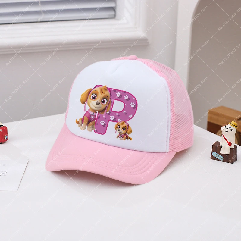PAW Patrols สาวน่ารักเบสบอลหมวก Skye A-Z ตัวอักษรภาษาอังกฤษพิมพ์หมวกฤดูร้อนเด็กอุปกรณ์เสริมเด็กของขวัญวันเกิด 2025