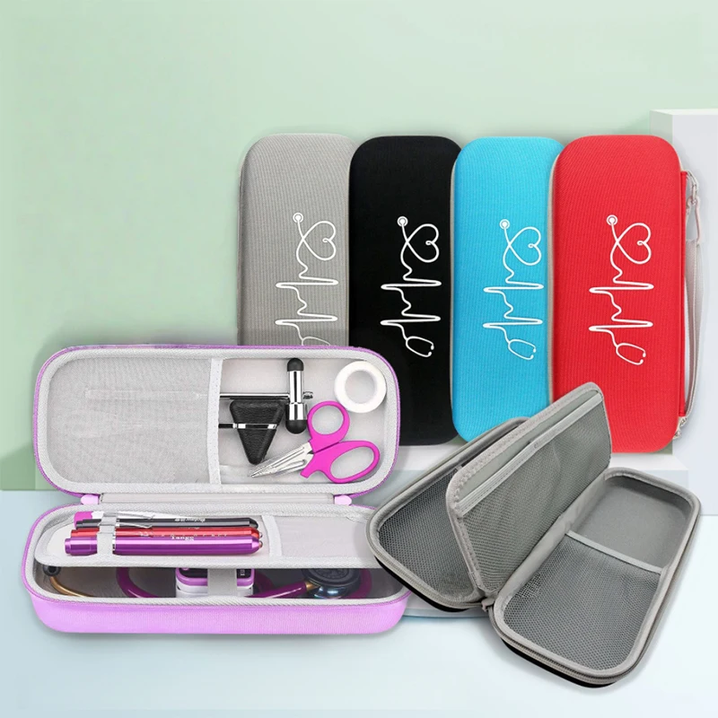 

Portable EVA Stethoscope Storage Bag Pregnant Woman Fetal Heart Instrument Organizer Travel First Aid Kit Mesh Pockets Case