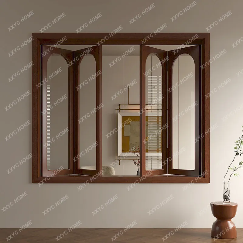 XXsolid wood paint four folding windows log indoor open kitchen glass window customization