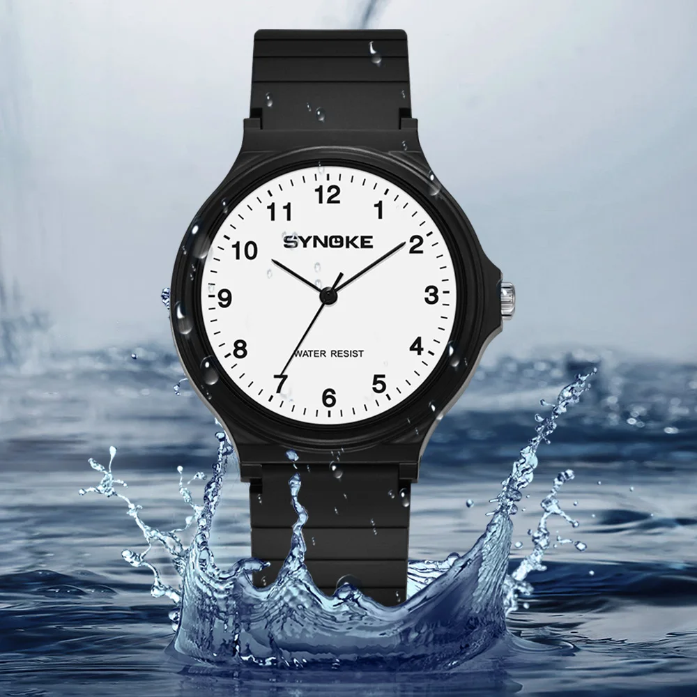 Synoke Student Thin Watch Minimalist Fashion Quartz Watch Men and Girls Waterproof Sports Watch Large Digital Display