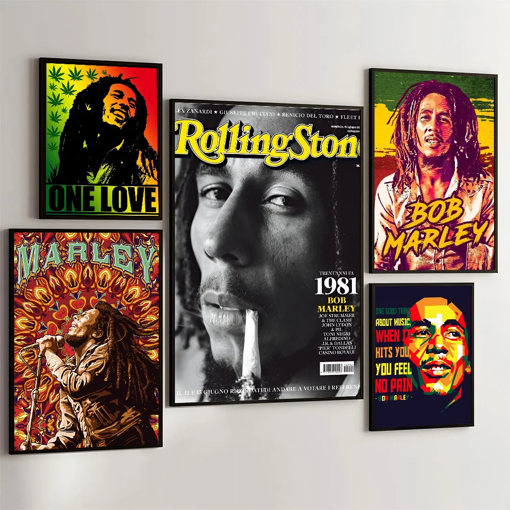 1pc b-bob m-marley plakat film klebrige plakate retro kraft papier aufkleber diy zimmer bar café ästhetische kunst wandmalerei