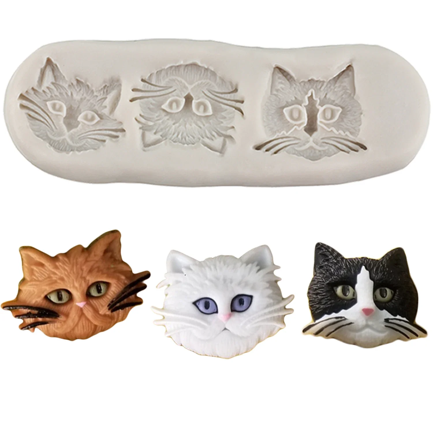 Cute Cat Head Silicone Mold DIY Animal Cupcake Topper Fondant Molds Cake Decorating Tools Candy Clay Chocolate Gumpaste Moulds