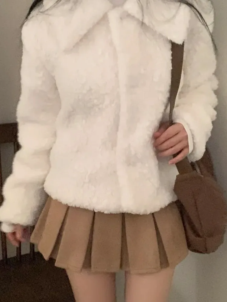 Manteau ort en fourrure d'agneau pour femme, coupe ample, col chaud, vêtements d'extérieur d'hiver, mode coréenne, vêtements décontractés pour divers Ocns