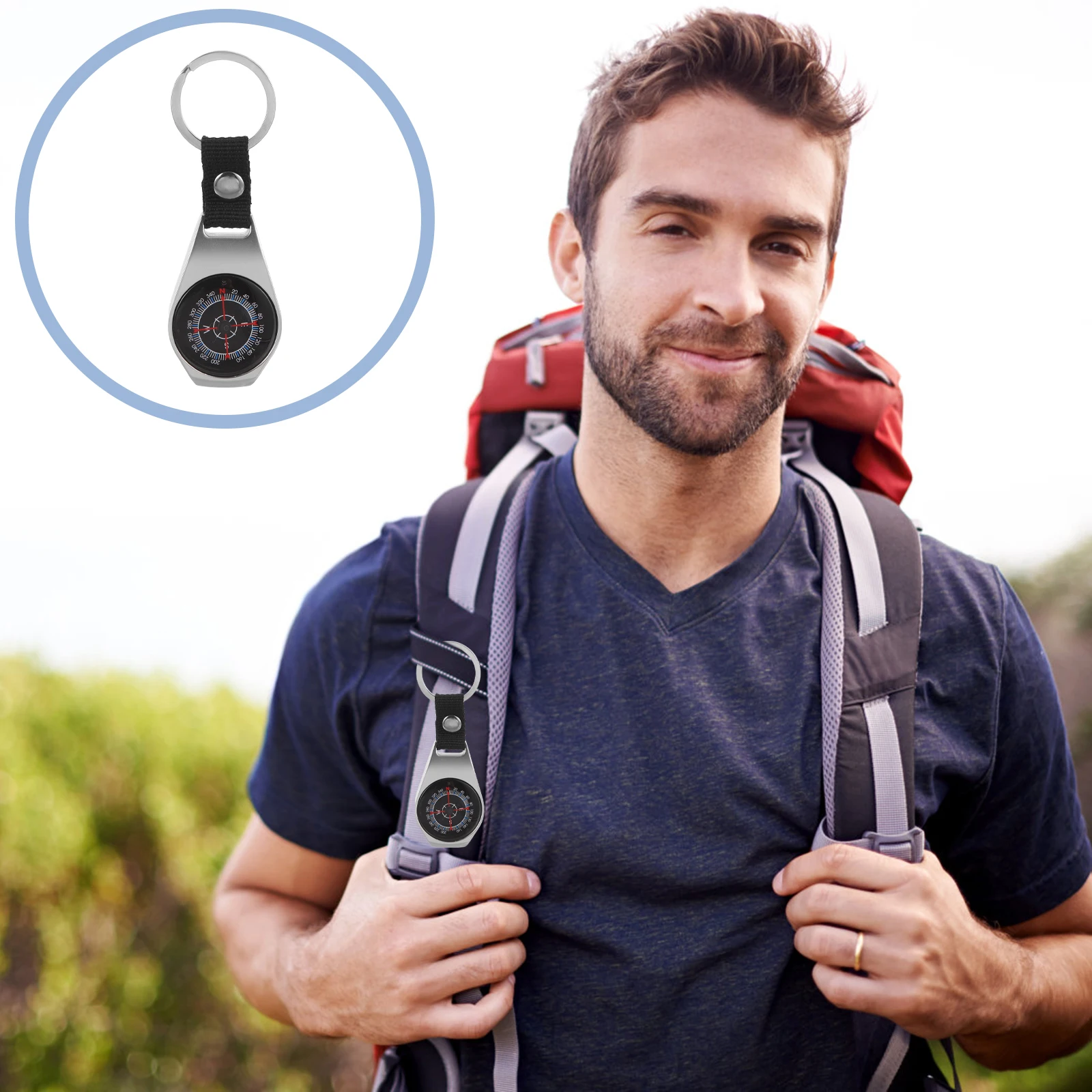 

2 Pcs Compass Keychain Bulk Handheld Hiking Small Keyring Outdoor Accessory Camping on Foot