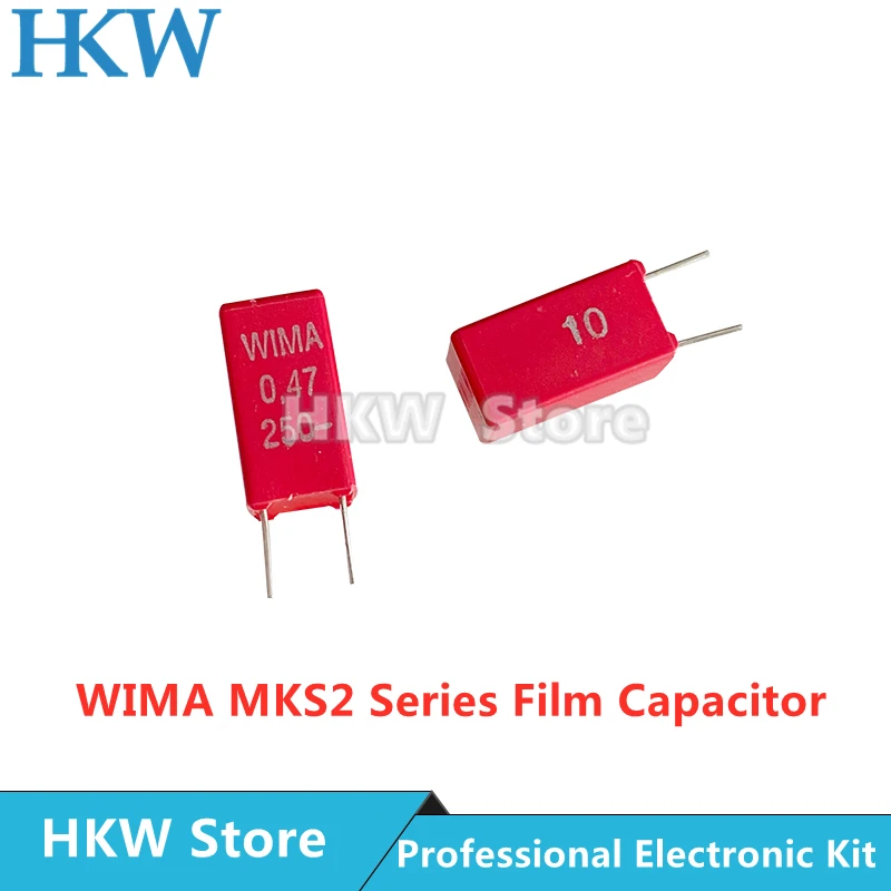 2pcs Original WIMA 0.47UF 250V RED MKS2 5MM Film Capacitor Hi-Fi Audio Capacitors 250V 474/470NF/0.47UF 0.47U250V