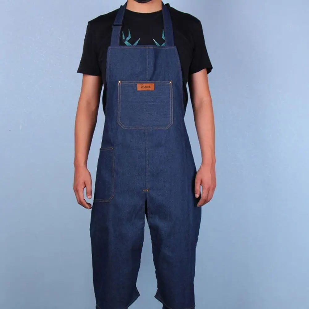 Adjustable Pottery Denim Split Leg Apron Portable Pocket DIY Ceramic Sculpture Mud-retaining Overalls Work Apron For Potters