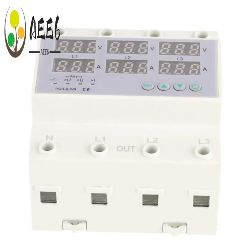 

AEE6-3 Фазовый вольтметр на DIN-рейку Амперметр Автоматическая защита от перенапряжения и перегрузки по току 390‐500 В переменного тока