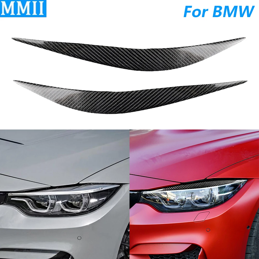 

For BMW F80 M3 M4 F82 F83 4 Series F32 F33 F36 Real Dry Carbon Fiber Front Headlight Eyelid Eyebrow Cover Panel Car Accessories
