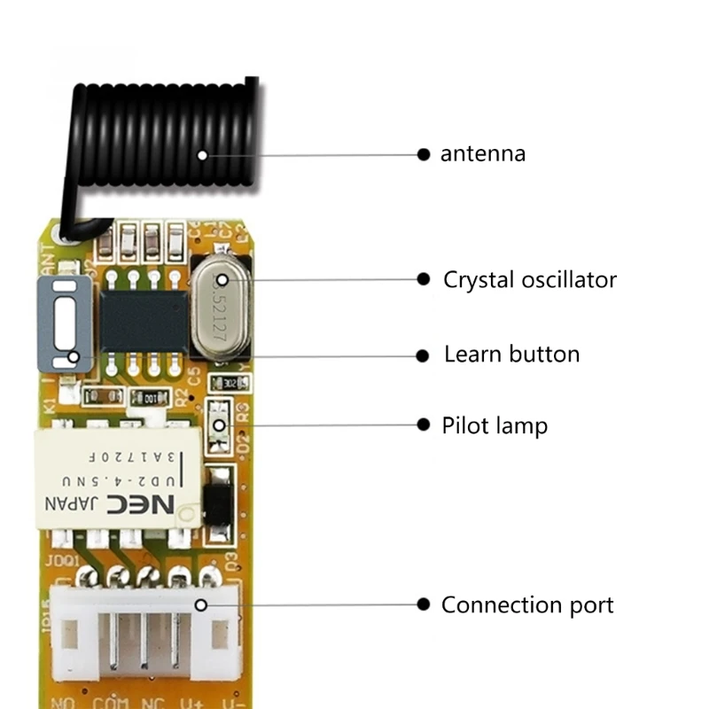 090F AK LED 08A 12V Mini Relés interruptores control remoto Módulo Botón aprendizaje Clave control remoto inalámbrico