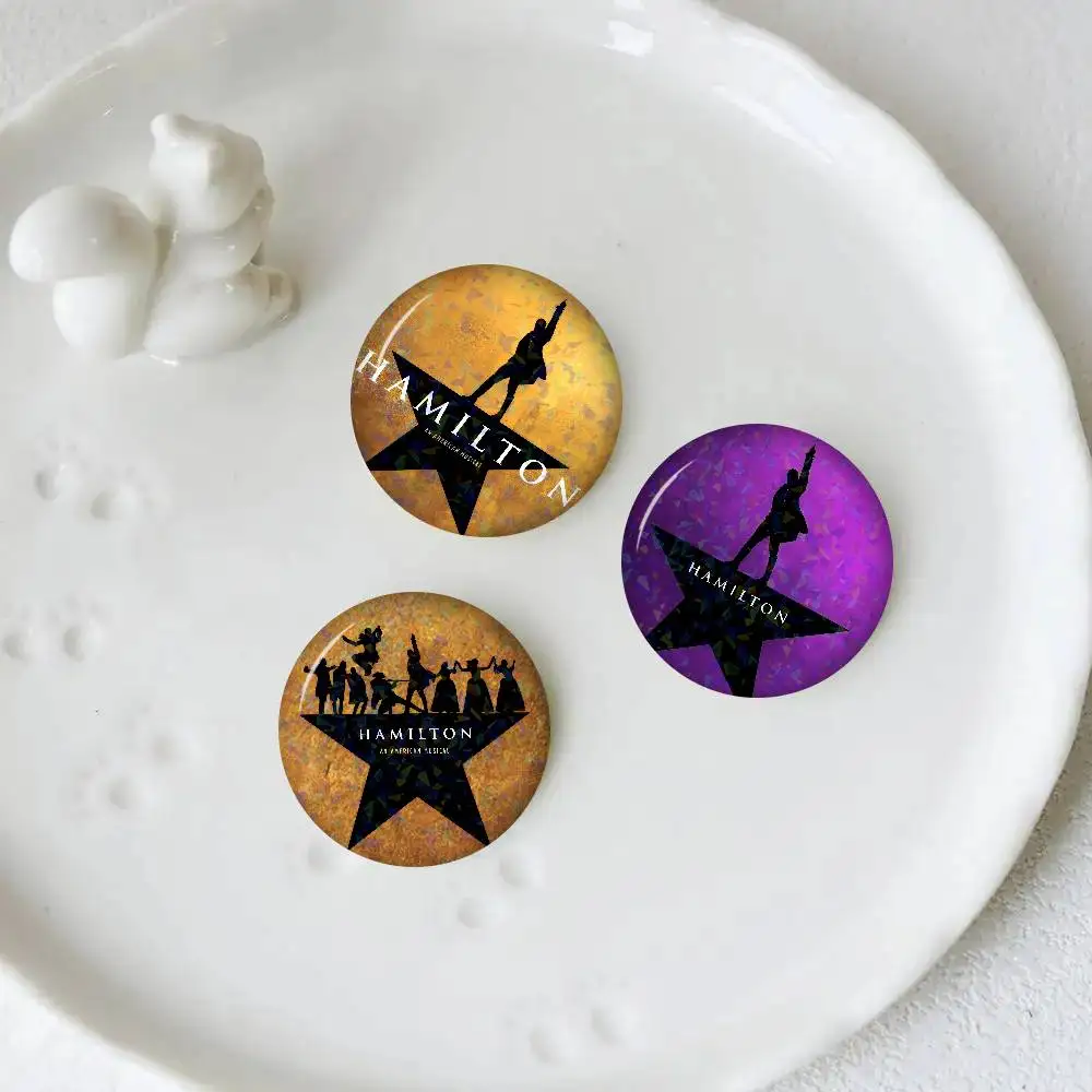 Cartoon Brooches Anime Badge Round Handmade Brooch Lapel Pins Jewelry For Backpack Clothes Gifts American Musical Hamilton