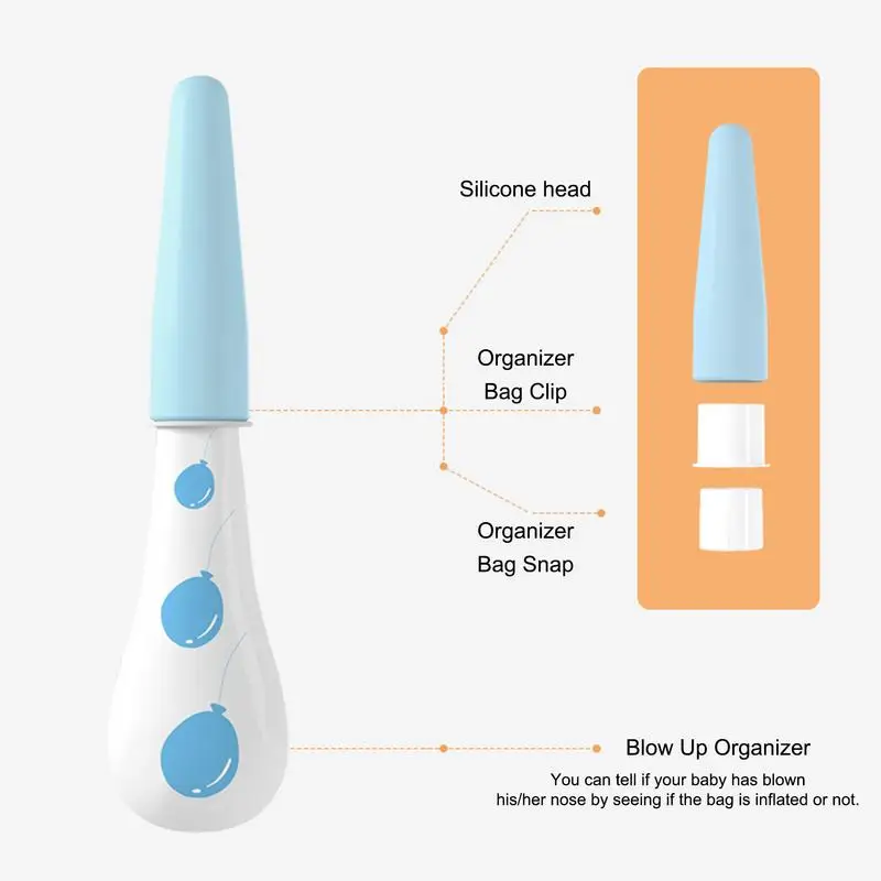 Nose Cleaner For Baby Manual Nasal Sucker Portable Safe Gentle Suction Lightweight Easy-Squeezy Nasal Sucker With Silicone Tips