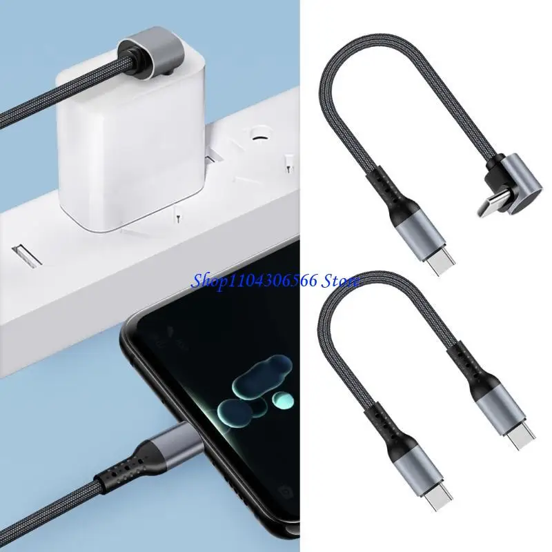 02DD 60W USB C to USB C Charging Cable Flat Nylon Cord Data Sync Charging Cord Efficient Type C Cord Fast For Phone 15 Pad