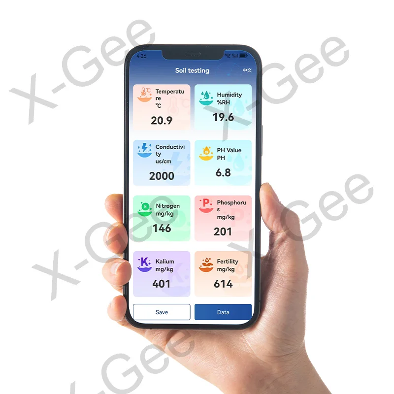 X-Gee Factory Portable USB Type-C Soil Sensor, 8in 1 Sensor with Free Android App Comprehensive Sensor with Type-C Port